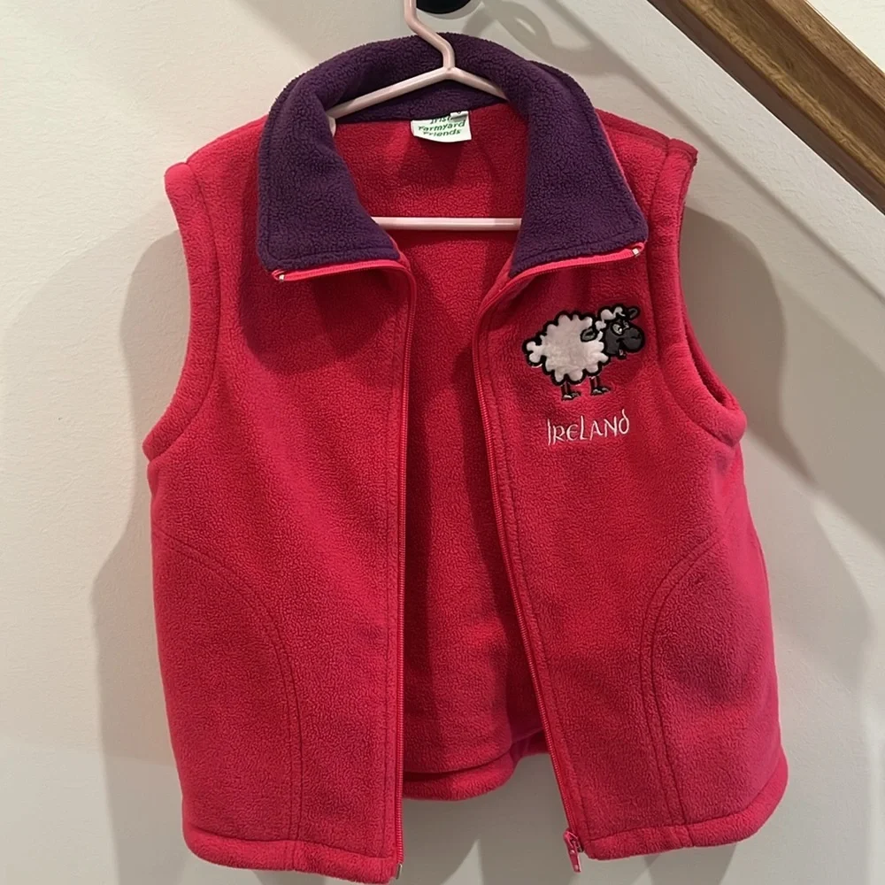 Irish Farmyard Friends Double Layer Fleece Vest, Size 6 girls